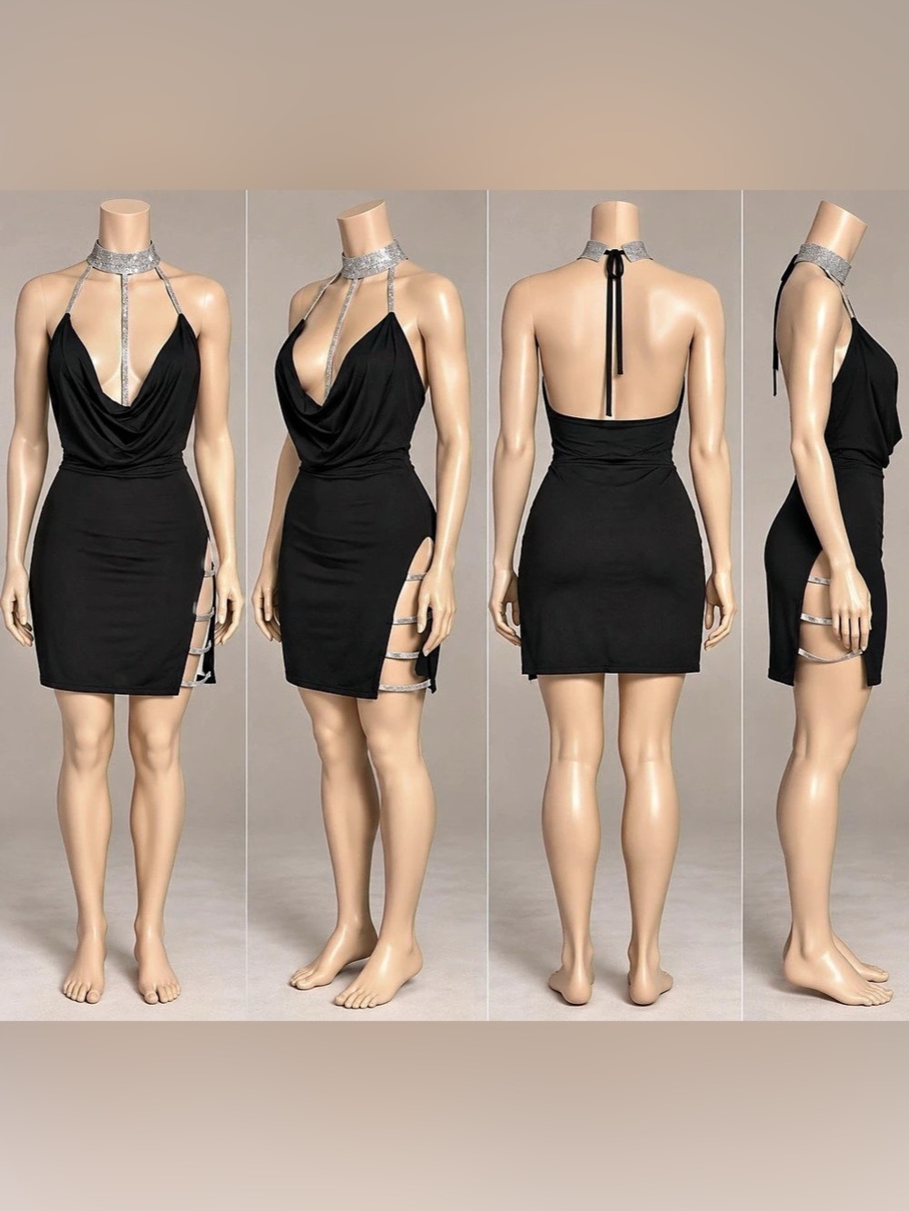 Black Halter Mini Dress Size Large